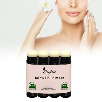 Vegan Organic Tallow Lip Balm Set: 100% Grass Fed, Natural Hydrating Moisturizer
