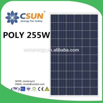 CSUN panel solar 255W waterproof with junction box and frame