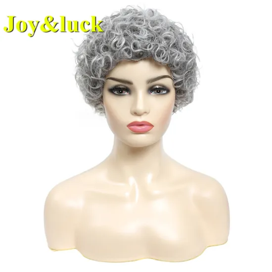 African Ladies Hair Wigs Wholesale Wigs for Black Women Party Black Ombre Silver Grey Natural Curly Short Synthetic Hair Wigs