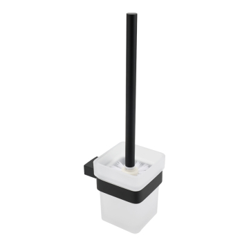 Matte Black Metal Toilet Brush Holder - Wall-Mounted Ceramic Stainless Steel Bathroom Accessory