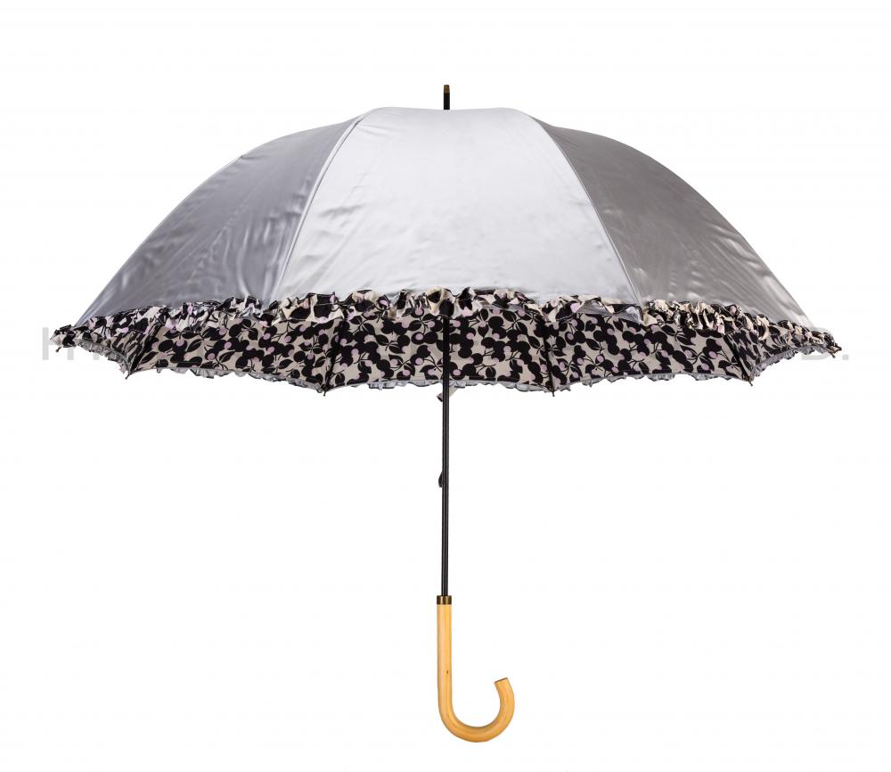 Frill Printed Silver Coating Hand Open Dome Umbrella