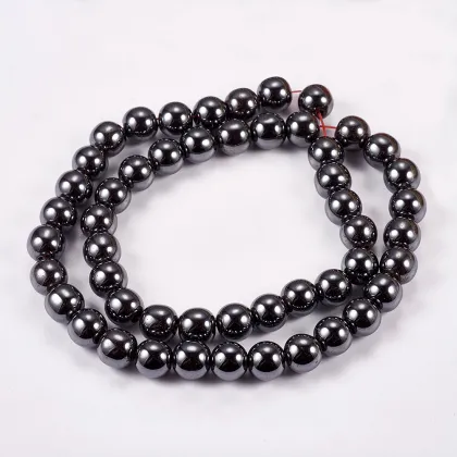 Pandahall 8mm Round Black Synthetic Hematite Gemstone Beads
