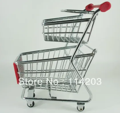 Mini Shopping Cart Two floor Metal Pen Holder