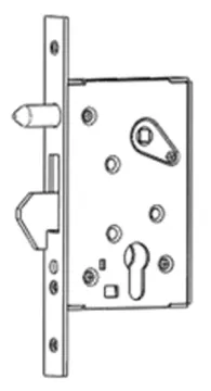 Hook bolt mortise lock with orientated pins