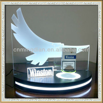 acrylic led magnetic levitation cigrette display, custom made 360 degree magnte rotating display stand