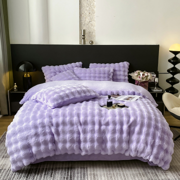 Winter Warm Thick Flannel Fleece Four Piece Duvet Cover Set