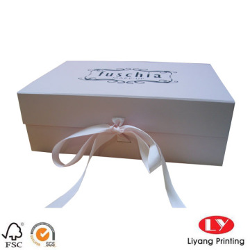 Magnetic Cardboard Flat Gift Box with Ribbon