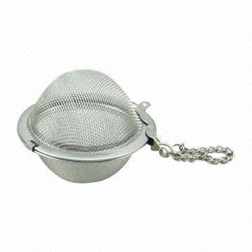 Stainless steel tea strainer with mesh and chain, LFGB/FDA mark