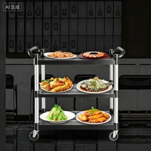Multi-Purpose Plastic Trolley for Dish Collection and Meal Delivery