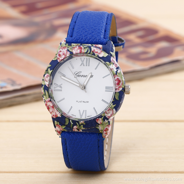 Fashion Women Casual Leather Band Quartz Wrist Watch