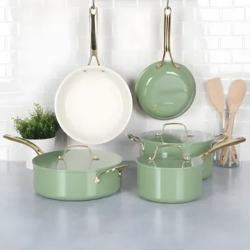 Comprehensive Kitchen Cookware Set: Aluminum Soup Pot, Sauce Pot, Frying Pans with Ceramic Coating and Stainless Steel Handles
