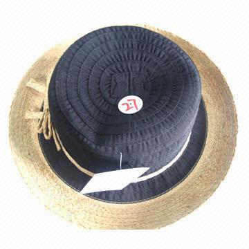 Mixed Cloth and Raffia Straw Women's Hat with Rope for Decoration, Available in Various Colors/Sizes