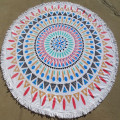 Custom printed large round beach towel with tassel