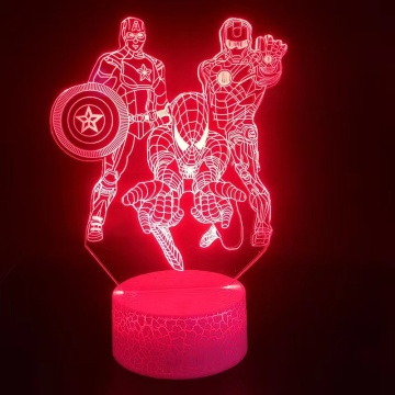 LAMPE DE NUIT ILLUSION LED ILLUSION LED à 7 couleurs sur le thème de Spiderman: une décoration de vision créative pour les enfants