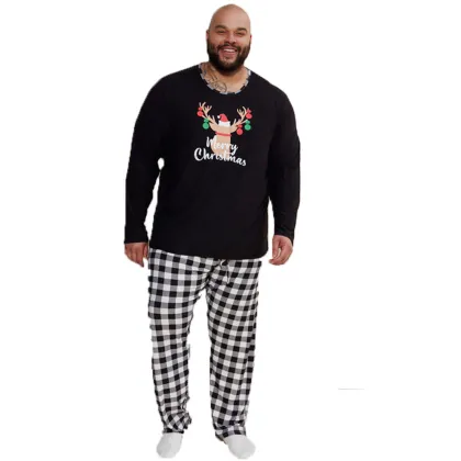 Wholesale Family Christmas Pajamas: Black Cotton Bear Print with OEM&ODM