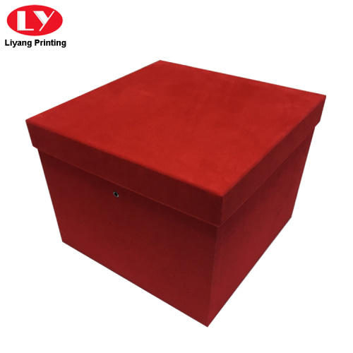 Custom Logo Large Velvet Flower Gift Box Red