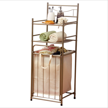 Hot Sale 3 Foldable Metal Shelves - Dirty Clothes Basket & Bathroom Storage Rack