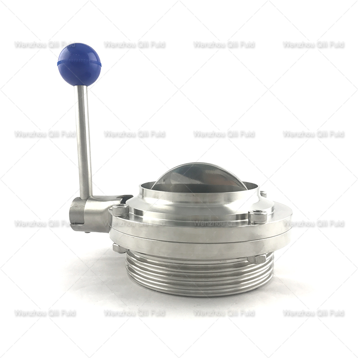 sanitary stainless steel welded threaded butterfly valve x2