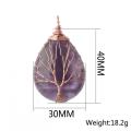 Tree of Life Wire Wrap Water Drop Necklace Pendant Natural Gem Stone DIY Jewelry Makingfor Women Men Mother's Father's Day Gifts