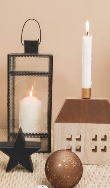 Wood House Taper Candle Holder