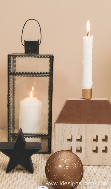 Wood House Taper Candle Holder