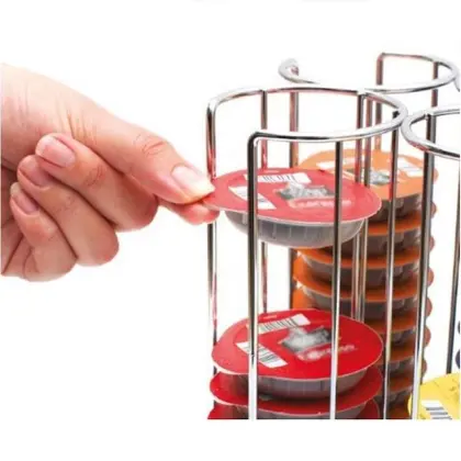 Rotating Pod Organizer for 52 Tassimo Coffee Capsules: Ideal for Home Countertop Pod Storage