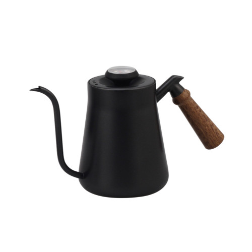 Hand Drip Kettle With Thermometer and Wooden Handle