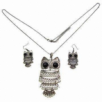 Owl Design Jewelry Set, Customized Sizes and Plating Colors are Accepted