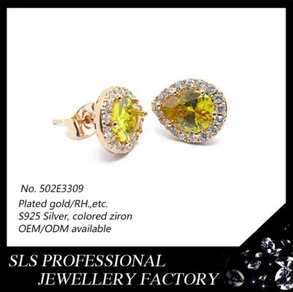 Fashion Jewelry Gold Colored Silver Jewelry 925 Silver Earring