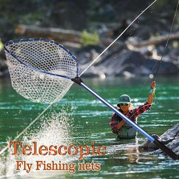 Fishing Net Bass Trout Fish Catch Release Landing Folding Fly Telescoping Nets
