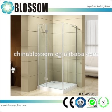 Square shaped frameless glass shower cabin hinge shower room