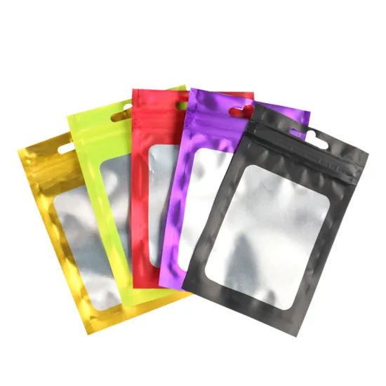 Custom Size Logo Ziplock Resealable Smell-Proof Aluminum Foil Mylar Plastic Small Food Packaging Zipper Bags with Window