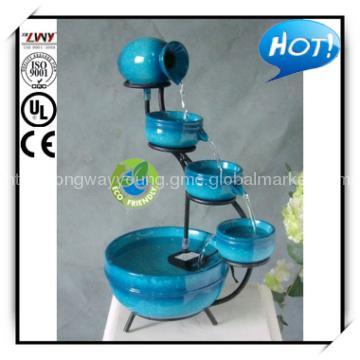 15.5 Inches Ceramic Finish Blue Resin Indoor Table Fountain