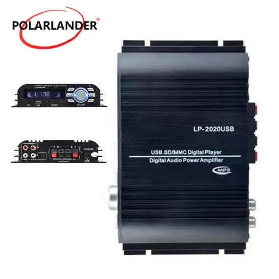 Car Amplifier Digital Power Amplifier 20W*2RMs Stereo LCD Sreen Display Supported Remote Contol