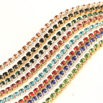 Hot Sale: Crystal Rhinestone Close Chain Trim in Gold, Silver, and Multicolor for Jewelry Crafts