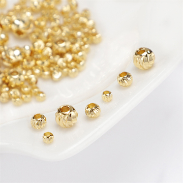 Wholesale 18k Gold Plated Striated Bead Cover Brass Jewelry Accessories