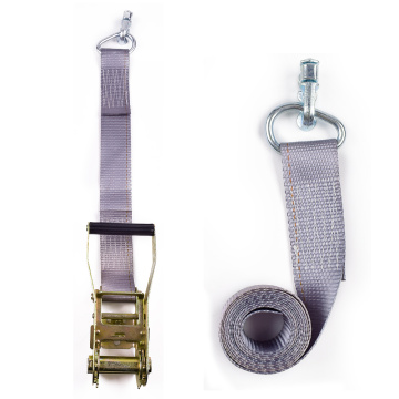 2" 5000kgs 50mm Long Plastic Handle Ratchet Buckle Tie Down Grey Straps With White Double Stud Fitting