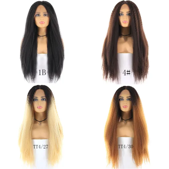 X-TRESS 26 Inch Long Afro Kinky Straight Lace Frontal Synthetic Hair Wigs Soft Light Brown Swiss Lace Front Wig For Black Women
