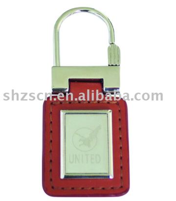 Zinc alloy and leather keyring