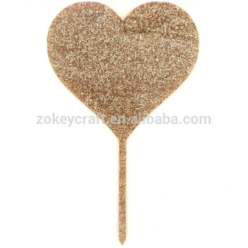 Heart Gold Glitter Acrylic Cake Topper