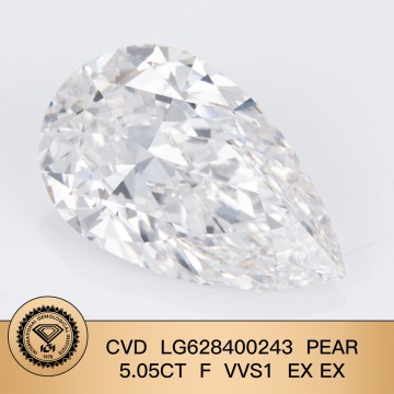 CVD စိန်သစ်တော်သီး 5.05ct F vvs1 2x