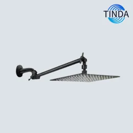 Rectangular black-toned mechanical fixed-shaped shower head