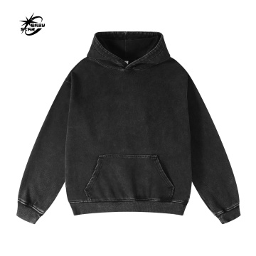 Newest 450gsm Washed Black Vintage French Terry Custom Plus Size Men's Hoodies & Sweatshirts