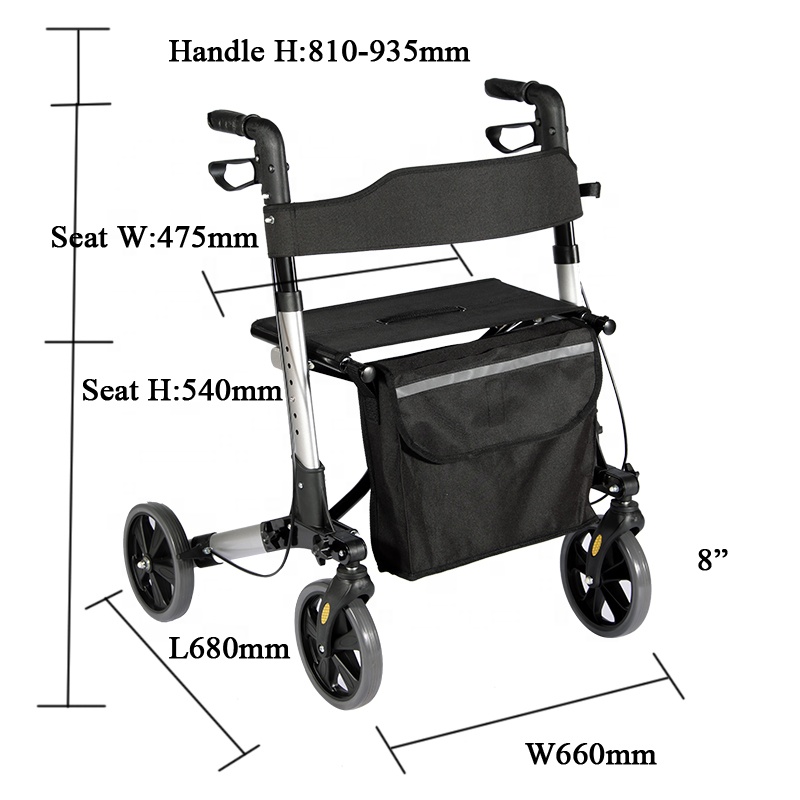 TONIA Hot Sale Aluminum Folding Rollator with Seat for Disabled People TRA01