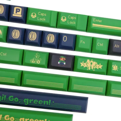 140 GMK Luigi Dye Sublimation PBT Keycaps for Custom Mechanical Keyboards