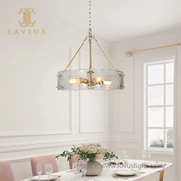 Dull polish glass ring gold brass concise style chandelier Modern design glass chandelier & pendant light