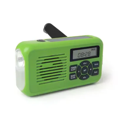 GOLDMORE1 Portable Mini Emergency Radio with Solar and Hand Crank Power, SOS Alarm, and Multiple Flashlight Models