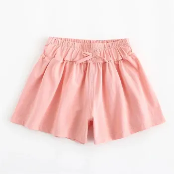 Candy-Colored Pink Cotton Short Pants for Girls' Summer Casual Wear
