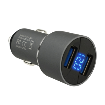 High Quality Abs Flame Retardant Aluminum Alloy 2 In 1 Vehicle Usb Car Charger With Multi Function Display