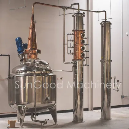 Red copper pot still distillation
